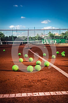 Tennis Balls on a tennis court