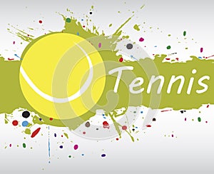Tennis banner.Abstract green background with colorful splash