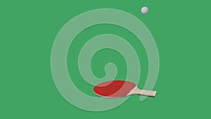 Tennis board game racket red and ball jumping on green background