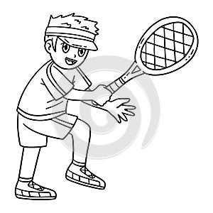 Tennis Boy Ready to Hit Tennis Ball Isolated