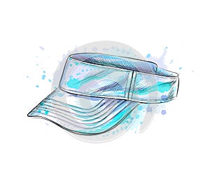 Tennis cap, visor cap from a splash of watercolor photo