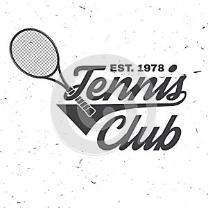 Tennis club. Vector illustration.