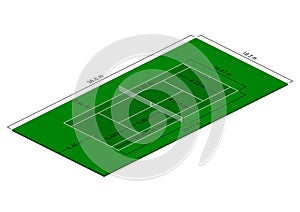 Tennis court dimensions diagram in meters.