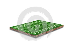 Tennis court isolated on white background. Green grass realistic.