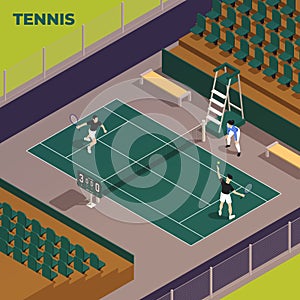 Tennis Court Isometric Composition