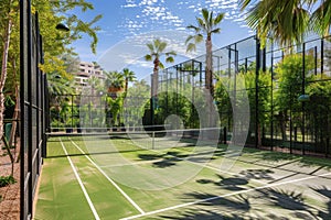 Oasis of Tennis A Court Among Palms photo