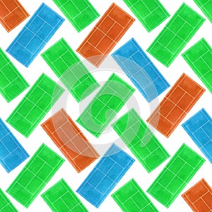 Tennis court. Seamless pattern with hand-drawn