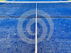 Tennis Court at tennis club. blue texture with net