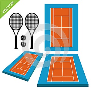 Tennis courts and tennis ball vector
