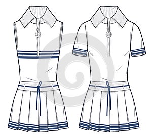 Tennis Dress technical fashion illustration.