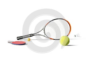 Tennis equipment isolated in the white background