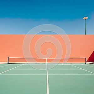 tennis field, where athletes engage in intense and precise competition. photo