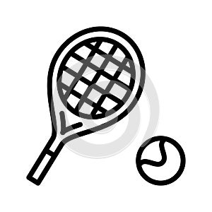 Tennis flat line icon. Tennis racket and ball ,equipments for game sport. Outline sign for mobile concept and web design, store