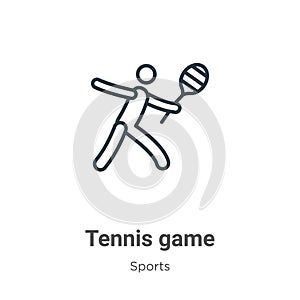 Tennis game outline vector icon. Thin line black tennis game icon, flat vector simple element illustration from editable sports