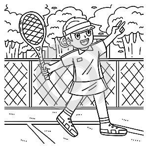 Tennis Girl Holding Tennis Racket Coloring Page