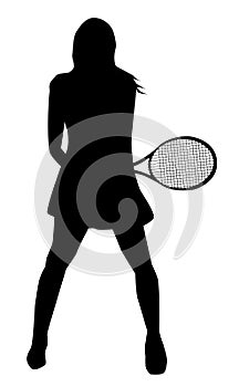Tennis Girl Isolated Silhouette