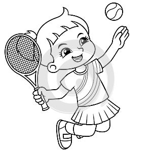 Tennis Girl Jump Smash BW