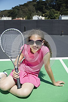 Tennis girl in sunshades