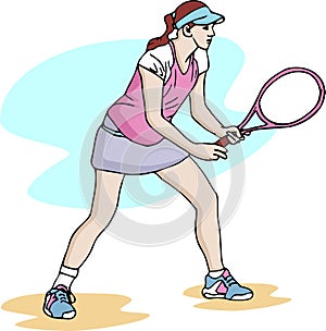 Tennis girl vector illustration