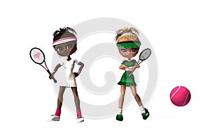 Tennis girls cartoon