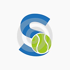 Tennis Logo On Letter S. Tennis Sport Academy, Club Logo Sign photo