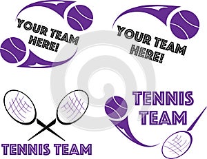 Tennis logo for shirt or team design, set of four