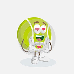 Tennis Mascot and background in love pose