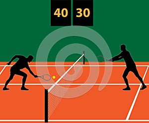 Tennis match on clay