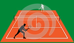 Tennis match on clay