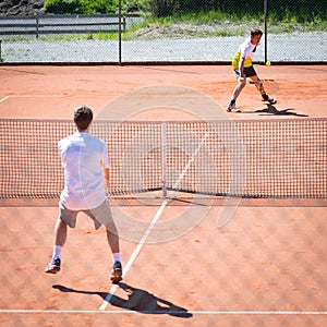 Tennis match of two male players