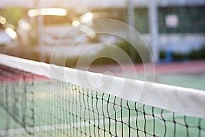 Tennis net on court background