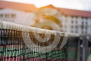 Tennis net on court background