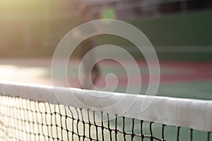 Tennis net on court background