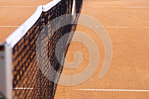Tennis net, tennis court as background