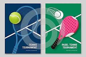 Tennis and Padel tennis championship or tournament poster design. Vector illustration