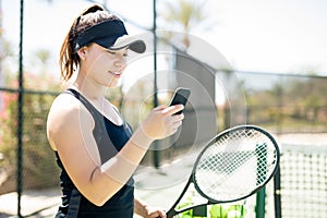Tennis player on court social networking