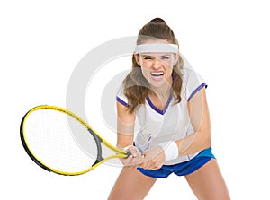 Tennis player during a fierce battle