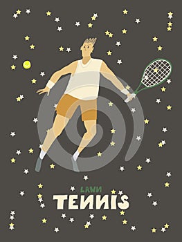 Tennis player guy Man with racket and ball