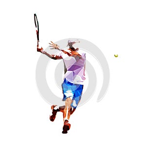 Tennis player low poly vector illustration