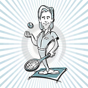 Tennis player man cartoon