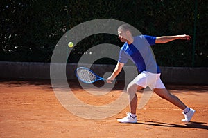 Tennis Player Meets a Shot of the Opponent