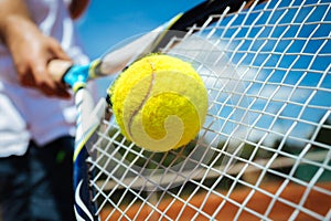 Tennis player playing a match