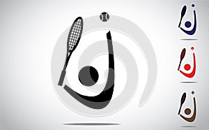 Tennis player playing by serving with racket and t