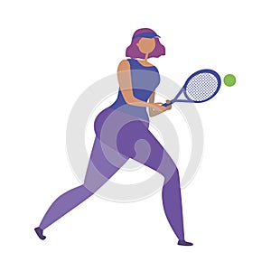 Tennis player with racket isolated on white background for design as a concept of competition and victory, flat vector stock