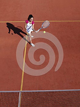 Tennis player with racket during a match game