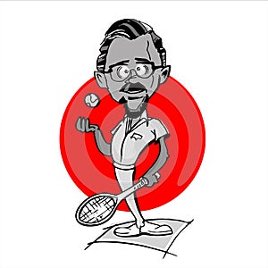 Tennis player senior man cartoon photo