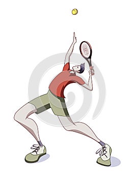 Tennis player serving. Sport activity concept