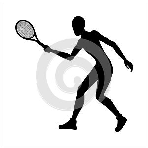 Tennis player silhouette. Acivity summer outdor game. Sport icon.