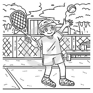 Tennis Player Tossing Tennis Ball Coloring Page