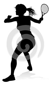 Tennis Player Woman Sports Person Silhouette